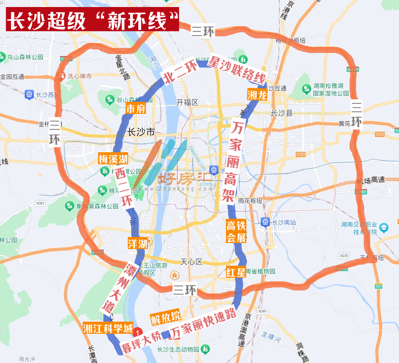 长沙银星路高架线路图图片